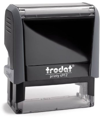 Trodat Printy 4912 - Gris - Personnaliser avec texte souhaité, personnaliser ici en ligne - Tampon auto-encreur comme timbre de nom, tampon d'adresse, tampon d'entreprise, 5 lignes, 46 x 17 mm
