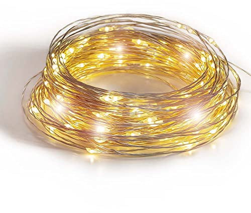 GuirLED - Mini-LED-Lichterkette USB – 2-Stunden-Timer – 3 Intensitäten – 2 USB-Netzadapter inklusive – 200 LEDs 20 Meter – Silberfaden