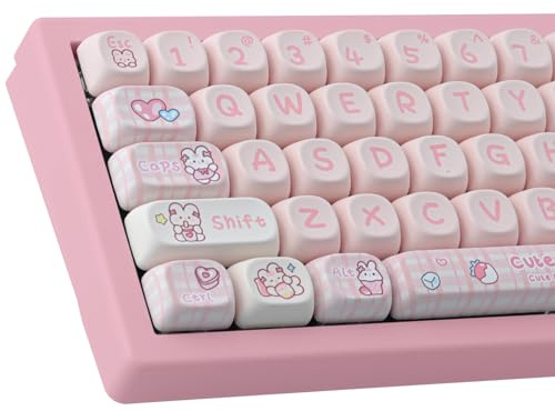 TYRIXKI PBT 148 Keys Cute Keycaps Dye-Sublimation Bunny Keycaps Set MOA Profile for Cherry Gateron MX Keys Mechanical Keyboards