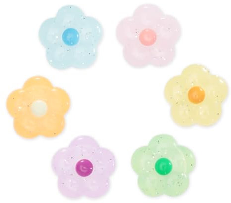 PERFECTSIGHT Cute Glitter Flower Thumb Grip Caps Compatible with Nintendo Switch/OLED/Switch Lite Console, Button Cover for NS Joycon Controller, 6PCS Kawaii Joystick Cap Flowers