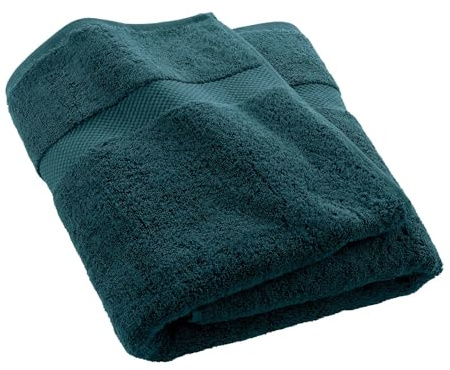 Douceur d'Intérieur Drap de Bain (90 x 150 cm) Elegance Bleu, 100% Coton Uni