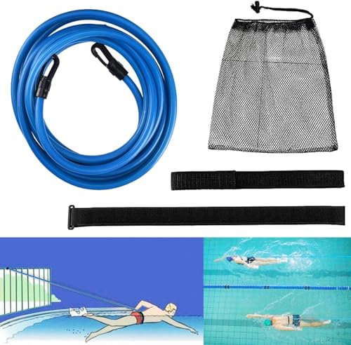 DKDDSSS Schwimmgurt für Pool 4M, Schwimmhilfe Gurtel, Schwimmwiderstand Gürtel, Einstellbare, für Erwachsene Kinder Widerstandstraining