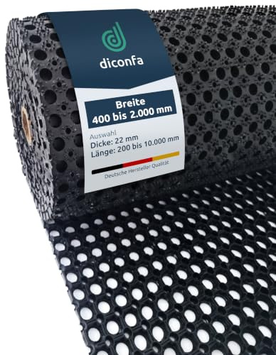 diconfa Tapis de Sol annulaire en Caoutchouc 22mm d'épaisseur 1 x 1,4m | LARGEUR 0,4 bis 2m - LONGUEUR 0,2 à 10m - antidérapant en cas de sol glissant dû à l'eau, à la neige ou à la glace