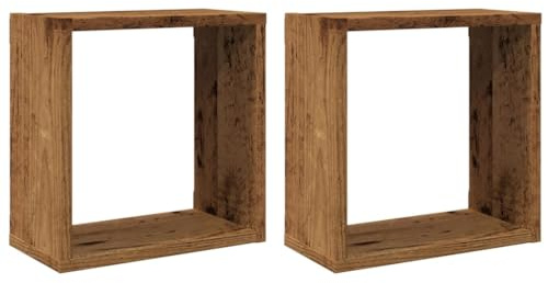 vidaXL Mensole Parete a Cubo 2 pz Legno Vecchio 30x15x30 cm Truciolato