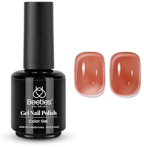Beetles Vernis à ongles gel UV rose - 1 pièce - 15 ml - Gelée - Rose haricot rouge - Confortable - Transparent - Nail art - Cadeau pour débutants