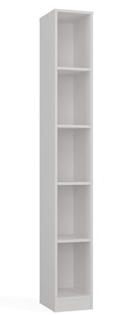 CDF Scaffale Libreria con Ripiani Organizzatore Scomparti Aperti per Libri Documenti Decorazioni Sala da Pranzo Ufficio Soggiorno Studio Camera da Letto Alto Moderno Verticale - Bianco 25 cm