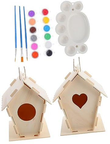 Toyvian 10pièces Kit De Maison Pour Oiseaux Avec Peinture Et Outils De Dessin Pour Garçon Fille Activité Manuelle Pour Décorer Jardin Et Oiseaux