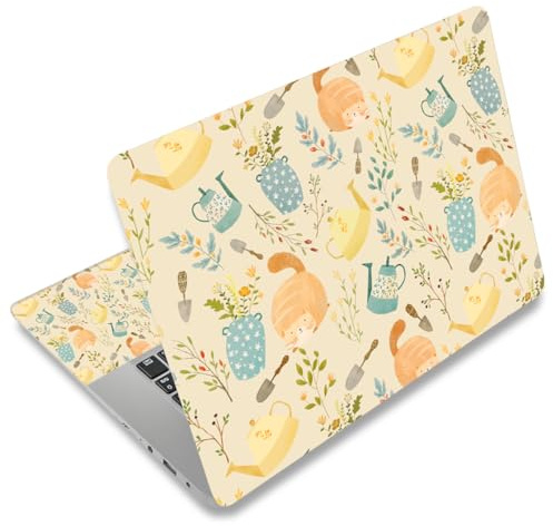 Mibbxea 15–15,6 tums vinyl laptop skin klistermärke, återanvändbara laptop-klistermärken för 13 13,3 14 15,4 tums netbooks, dekorativa, reptåliga, vattentäta, dammtäta (084 ingefära katter)