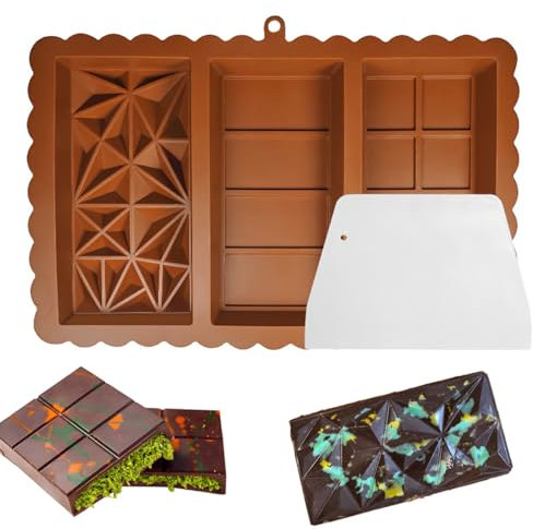 HOJKOUD Molde Chocolate, Molde Chocolate Dubai, Molde Turron, Moldes Para Barra De Chocolate Profundos De Silicona Sin BPA. (1 Piezas)