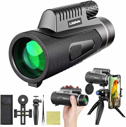 Auricase Telescopio Monoculares de Largo Alcance 12x50, BAK4 Prisma y Lente FMC,monocular, Monoculo Catalejos de Gran Alcance Impermeable para Observación de Aves y Vida Silvestre (Negro)