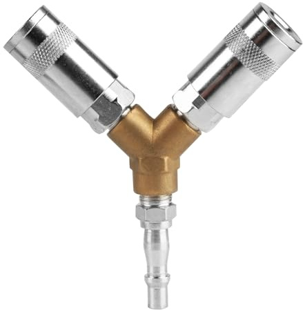 1 SetAirline Hose Connectors,1/4 BSP Airline Hose Connector Y Splitter Airline Coupling 1/4 BSP Air Line Fittings,3 Way Male/Female Thread Quick Release Coupler Fittings for Air Lines Compressors