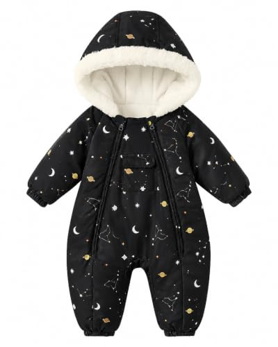JiAmy Baby Snowsuit Newborn Winter Suit Toddler Boy Outfit 12-18M Black