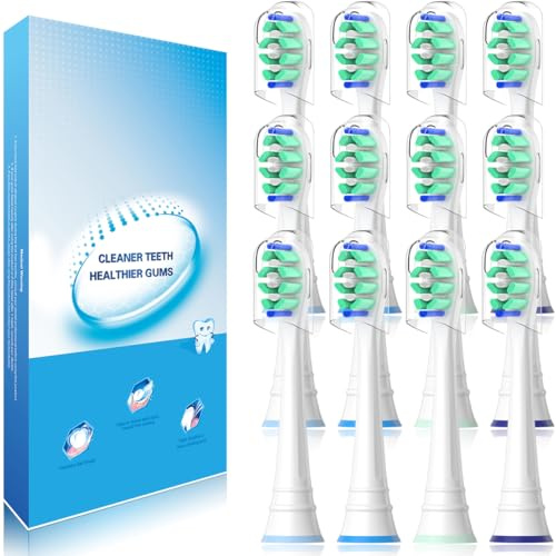 Wardimark Ersatzbürsten Kompatibel mit Philips Sonicare Elektrische Zahnbürste 12er Aufsätze Ersatzbürstenköpfe (12 Weiß, 12 stück(Pack of 1))