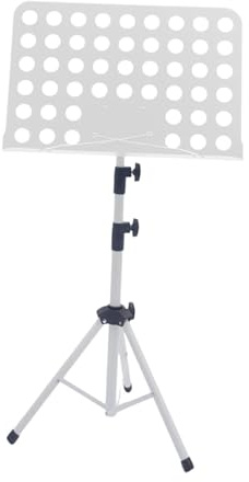 CoudarTitie Atril para partituras, altura ajustable, profesional, plegable, para músicos, viajes, guitarra, ukelele, violín y escenario, Blanco