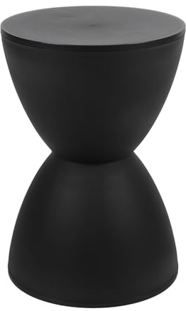 OVAQUIXI Modern Hourglass Stool, Sandglass Shaped Home Decor Hourglass Stool with Premium PP Material for Shoe Changing Coffee Table Side Home Decoration 43x30cm (Black)
