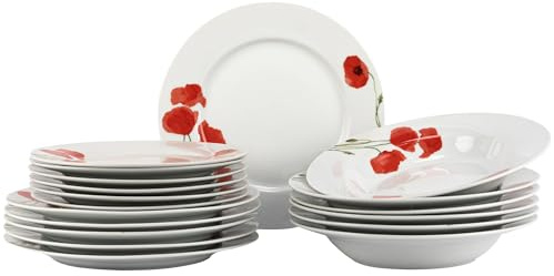 FESTA ITALIA Service Vaisselle 6 Personnes - 18 Pièces - Porcelaine - Assiettes Service de Table - Ensemble Vaisselle de Table Moderne - Assiette et Arts de la Table - Assiettes Plates