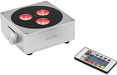 EUROLITE AKKU Flat Light 3 sil | Flacher Scheinwerfer mit 3x 8-W-RGBW-LED, Quick-DMX-Transceiver & Bügel