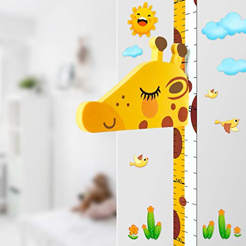 Baby Messlatte Höhe Diagramm für Kinderziemmer Dekoration, 3D beweglicher Giraffenkopf Höhenmesser Kindergarten Tier Wandabziehbild VON DUOUPA