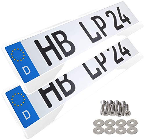 Portatarga Auto - Supporto Targa - [semplice, durevole e sicuro] - 8 viti - 520x110 mm - Bianco brillante - Porta Targa - adatto a qualsiasi auto - per targhe italiane omologate - Fissaggio per Targa