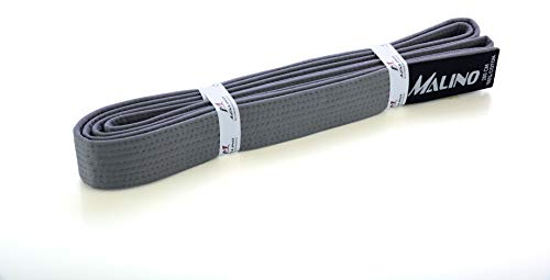 Malino Karate bälte karate vanligt kampsport bälte 100 % bomull 4,2 cm storlekar (grå, 280 cm)