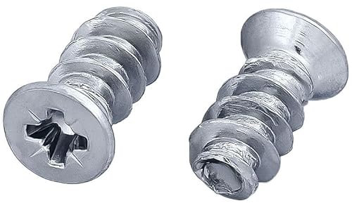 HEXATON Tornillos Euro para Muebles - 6 x 13 mm - 50 Piezas - Cabeza Plana Pozidriv - Rosca Completa - Acero Galvanizado Blanco