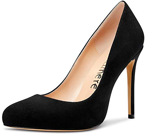 Castamere Zapatos de Tacón Mujer Moda Punta Redonda Tacón de Aguja 10CM High Heels Negro Ante Zapatos EU 43