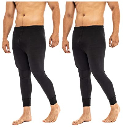 Heat Stoke®️ Men's Thermal Long John Trouser Warm Base Layer Black Charcoal S,M,L,XL,XXL (UK, Alpha, S, Regular, Regular, Pack of 2 Long John Black)