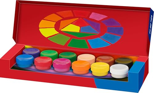 Faber-Castell 121050 - Set de gouaches, 12 gouaches de 20 ml chacune, peintures pour les loisirs créatifs des enfants, l'école, la maternelle et les techniques de peinture créatives