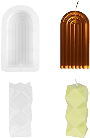 URAQT Ljusform, 2-Pack Ljustvålframställningsformar, 3D Arch Silikon Ljusformar Godisbakningsform för 3D Aromaterapi Ljusframställning Julfest Dekoration Handgjord Presentpyssel DIY