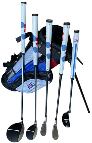 Fingerprints Junior Golf Club Set - Driver, Hybrid, 7i, PW, Putter with Stand Bag - Multiple Sizes - RH and LH (Golf Club Set for Kids 52-60 Tall (~Age 9-12), Right