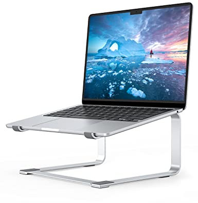 SOUNDANCE Laptop Stand for Desk, Metal Computer Riser, Heavy Stable PC Holder, Ergonomic Laptops Elevator for 12 to 17.3 Inches Notebook Computer, Silver