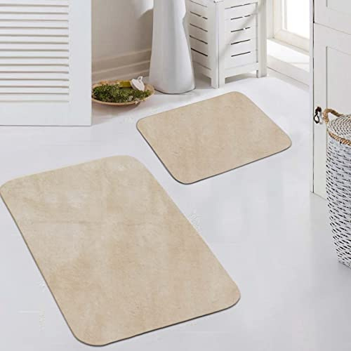 Alfombra de baño Shaggy Flokati lavable en beige tamaño 50x60cm + 60x100 cm