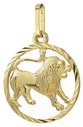 NKlaus Kettenanhänger Löwe Sternzeichen 375 Gelb Gold 9 Karat 15mm Horoskop Zodiak 13334