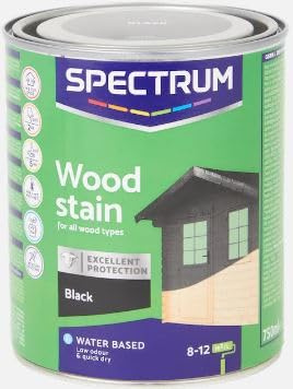 Vintage Luxury Spectrum träbett, svart, 750 ml, vattenbaserad trälasyr, för trämöbler för inomhus- och utomhusbruk, trädgårdsmöbler, skjul och staket (svart)