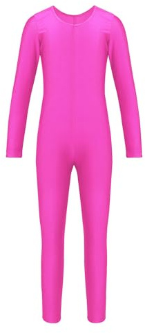 Freebily Konstnärlig Träningsdräkt Flicka Långärmad Klassisk Dansklänning Ballerina Balett Overall Lång Jumpsuit Sport Sparkdräkt Dansdräkter, Rosa Röd, 7-8 år