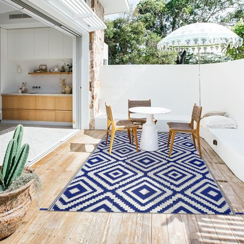 Famibay Tappeto da Esterno Grande 120 x 180 cm Tappeto Esterno Impermeabili Eeversibili Lavabili Plastica resistente ai raggi UV per giardino, patio, spiaggia, picnic, campeggio, cortile