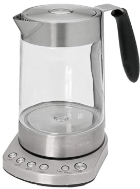 Elektrisk 2-i-1 te- och kaffekokare - Elektrisk tekanna med integrerat tefilter, temperatur från 70° till 100°, tillverkad av glas och rostfritt stål, 240 V, 3 000 W, 14 x 21 x 23 cm, 1,7 l