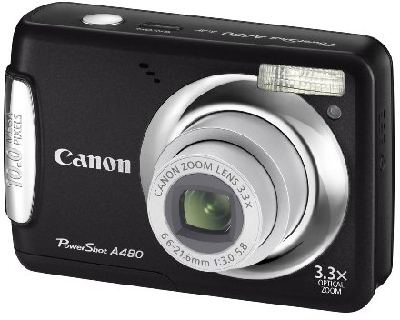 Canon Powershot A480 Digital Camera 10 Megapixel 3.3x Optical Zoom 2.5-Inch LCD Black (Renewed)
