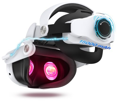 Adicop Elite Strap kompatibel mit Quest 3S/Quest 3, Built-in 15000mAh Akku für Verlängerte Spielzeit 2-4 Stunden,Schnell Aufladbare Verstellbarer Kopfband, Verbesserte Unterstützung und Balance in VR