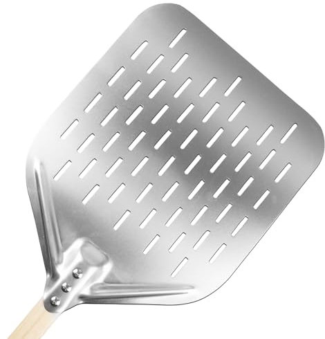 SPORWAY Pala para pizza de acero inoxidable, con mango extraíble, para barbacoa de gas, parrilla y horno para guardar fácilmente pizzas grandes, 40 x 30 cm