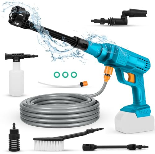 Hochdruckreiniger mit Akku, kompatibel mit Makita 18 V, elektrische Waschmaschine, kabellos, hohe Waschmaschine, tragbare Reinigungspistole mit Schlauch
