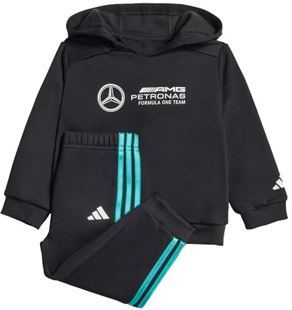 adidas Unisex Baby MERCEDES - AMG PETRONAS FORMULA ONE TEAM DNA BABY JOGGER LONG SLEEVE, black/white, 3-6 Months