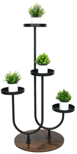BAOYOUNI Soporte para Plantas Interior Exterior, 4 Niveles Estanterias de Macetas, Escalera Flores para Decorativa Esquina, Salón, Despacho, Jardín, Patio, Balcón, Dormitorio, 44 x 44 x 100cm