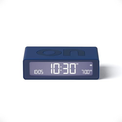 Lexon Flip Mini Sveglia Digitale da Viaggio, Orologio LED On/Off con Luminosità Regolabile, Ricaricabile e Tattile, Ideale come Sveglia da Comodino - Blu scuro