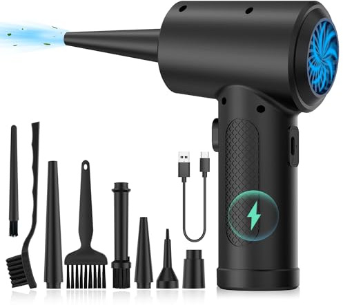 Tryckluftsblåsare, PC-blåsare, kraftfull elektrisk dammborttagare, tryckluftsdammare, elektrisk luftfjäder för PC Duster med LED-ljus för PC-rengöring, hem