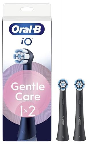 Oral-B Series iO Gentle Care Cabezales De Recambio Originales, Pack de 2 Recambios Negros Para Cepillos De Dientes Eléctricos Oral-B iO, Cepillado Suave, Apto Para Encías Sensibles