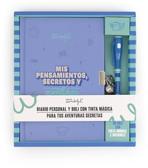 Mr. Wonderful - Diario personal + boli con tinta normal e invisible - Mis pensamientos, secretos y aventuras - Diario personal con 224 páginas