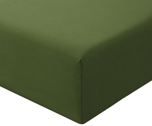 RUIKASI Superking Fitted Sheet Deep - Olive Green Bottom Sheet for Super Kingsize Bed with 40cm 16 Inches Extra Deep Sided Pocket, Soft Microfiber Bedsheet Ultra Deep Fit with Mattress