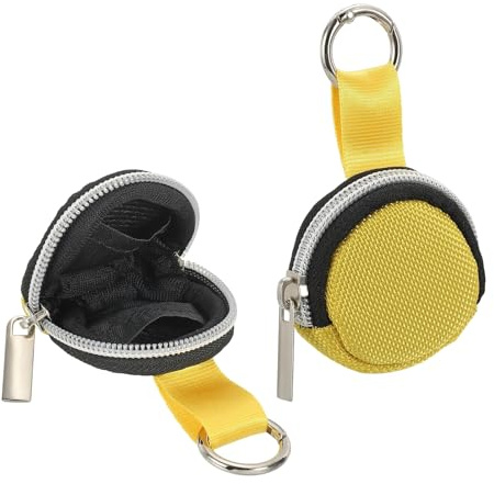 sourcing map Portable Ring Organizer Case with Keychain, Anti-Lost Traveling Ring Holder Storage Bag Small Organizer Case for Mini Necklace Earrings Jewelry, Yellow