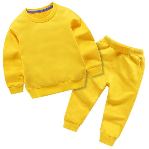 Tracksuit Children's Jogging Suit Sport Boys Baby Boys Girls Clothing Winter Plain Long Sleeve Pullover Sweatshirt Trousers 2 Pieces Outfits Costume Set Boy Sportswear Tracksuit Summer, yellow, 13-14